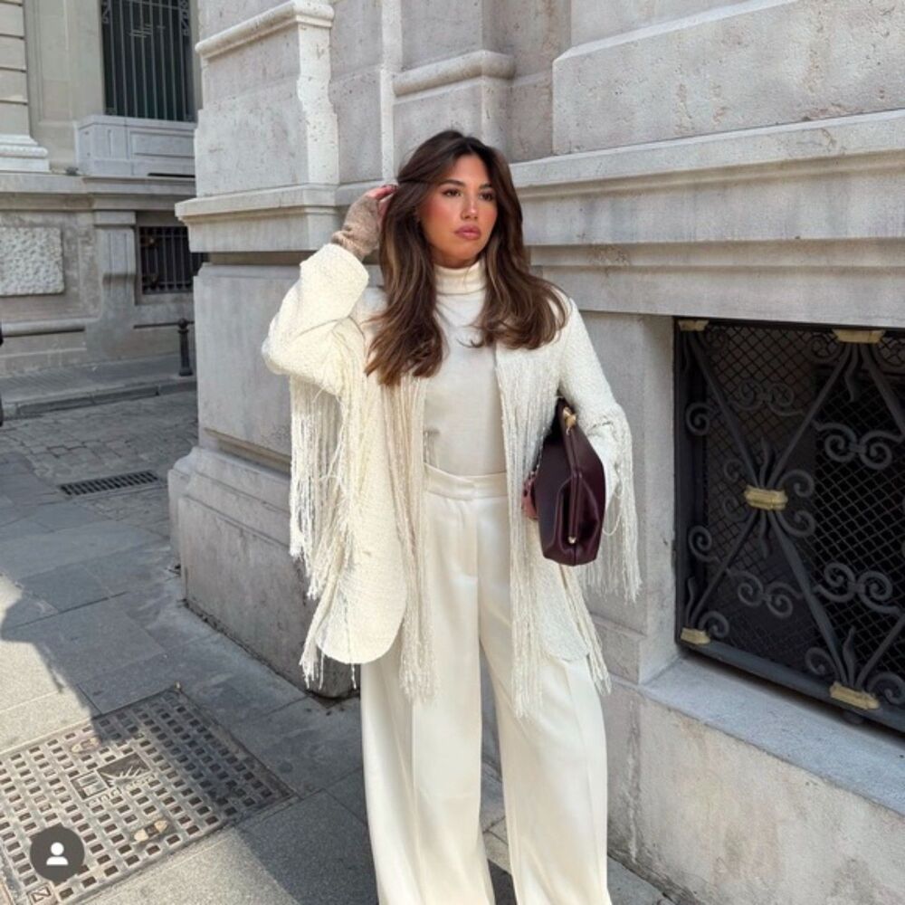 NWT ZARA ZW COLLECTION TEXTURED FRINGED JACKET